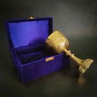 Brass Goblet Gold Chalice Communion Cup With Velvet Box Wedding   Christmas Gift