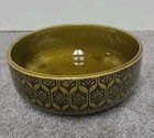 Vtg Mid Century Geometric Brown Mustard Glazed 5 5  Ceramic Bowls  set Of 4  