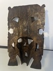 Hand Carved Aztec Wooden Mask With Colorful Geometric Patterns And Tribal Design