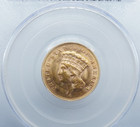 1878  3 Indian Princess Head Three Dollar Gold Coin Pcgs   Cac Ms63 - C502