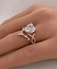 Women s Bridal Wedding Ring 3 Ct Heart Lab Created Diamond 14k Rose Gold Plated