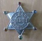 Vintage Texas Ranger Sheriff Star Badge Toy Medal W Faux Jewels On 5 Points