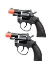 8 Ring Shot Cap Gun Black Novelty Police Pistol Revolver - Plastic - 2 Packs