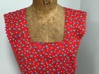 Vintage Full Kitchen Apron Red Blue Flowers Tie Handmade 50   s 60   s Mcm Country