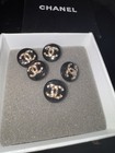 Chanel Black Rhinestone Buttons  Set Of 5   Size 14 Mm