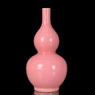 A Pair Chinese Peach Red Glaze Porcelain Handmade Exquisite Gourd Vases 7518