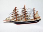 Vintage Model Wood   Celluloid Miniature Bark 3-mast Sailing Vessel  Doll House