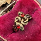 Antique Victorian Double Head Snake  14kt Gold Filled Gf Paste Ring