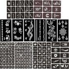 12 Sheets Henna Tattoo Stencil Kit     Reusable Mehndi Templates For Hands  Fac   