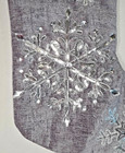 Christmas Stocking Silver Rhinestones Sequin Snowflake White Faux Fur Cuff