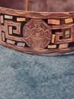 Vintage Mexican Sterling Silver R g  Inlay Cuff Bracelet Size 7 With Abalone