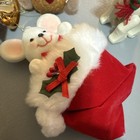 Lot Of 4 Vintage Christmas Mouse Ornaments Holiday Old Flock Tree Decorations