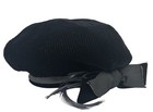 Vtg Dachettes  Beret By Lilly Dache Crushed Velvet Feathers Ribbon Bow Black O s