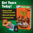 Reese   s Puffs Nfl Cereal Exclusive Bundle W  Trading Cards   Speaker Ships Today