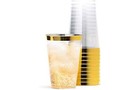 100pack Clear Plastic Cups 16oz Disposable Tumblers With Gold Rim party Tumblers