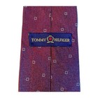 Tommy Hilfiger Necktie Mens One Size Burgundy Silk Geometric Square Pattern Tie