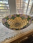 Stained Leaded Glass Vintage Tiffany Style Lamp Shade Pink  Floral 