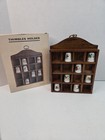 Vtg Thimble Display Case W 7 Butterfly Porcelain Thimbles Wooden Made In Roc