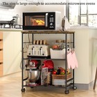 Rolling Microwave Cart 3 Tier Kitchen Utility Cart With Storage Lockable Wheels