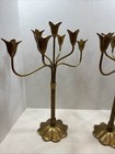 2 Vintage Brass 7 Candle Candelabra  Lily  Tulip Shape Art Nouveau Inspired 18 