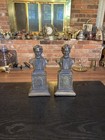 Pair Antique Vintage Armor Bronze Co  Abraham Lincoln Head Bust Statues Bookends
