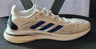 Adidas White Blue Mesh Low Top Lace Up Athletic Sneakers For Men