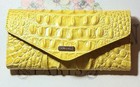 Brahmin Yellow Croc Embossed Leather Folding Flap Wallet W  Id Window