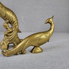 Vintage Solid Brass Pheasant Figurines Pair Mid Century Made In Korea Decor