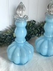 Stunning Vintage Fenton Powder Blue Vanity Dresser Set Of Perfume Bottles