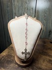 Vintage Blt Sterling Silver Pink Crystal Rosary Catholic Crucifix 22   