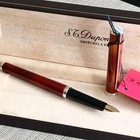 Rare St Dupont Classic Amber Laque Chine Vermeil Fountain Pen 18k Gold Nib Vp248