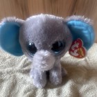 Ty Beanie Boos Peanut Elephant Plush Gray Blue 6  For Ages 3-7 Years
