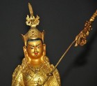 Tibet Buddhism Temple Bronze 24k Gold Gilt Rinpoche Padmasambhava Buddha Statue