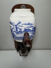 Vintage Dutch Delft Style Blue Wall Mount Coffee Grinder Windmill Ceramic No Cap