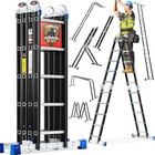 7 In 1 Multi-purpose Folding Ladder Aluminum Extension A-frame Safety Design New