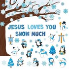 136 Pcs Christian Winter Bulletin Board Decorations Set - Christmas Religious 