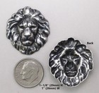 4192 Antiqued  925 Sterling Silver Plated Lion Head - 2 Pcs