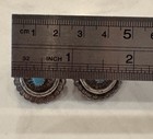 Southwestern Sterling Silver Turquoise Round Stud Earrings  Signed Sh