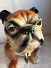 Vintage Locking Mack Truck Bulldog Dog Ceramic Piggy Coin Bank With Key