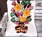 Vintage Mcm Flower Pot Handmade Latchhook Rug Wall Hanging Art 34  X 24  Rya Rug