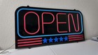 Large Led Neon Open Sign 24 x12  American Flag Bright For Restaurant Bar Store