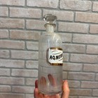 Vintage Glass Pharmacy Apothecary Bottle With Stopper And Glass Label Reading Aq