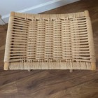 Vintage Mcm 1960 s Yugoslavia Wood Rope Folding Ottoman Seat Hans Wegner Style