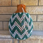 Green And White Beaded Gourd Shekere Instrument  Latin Percussion  Rhythm Drum