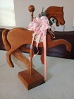 Rare Gorgeous Vintage Hand Carved Wood Pony Horse Figurine Statue On Pedestal