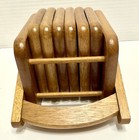 Vtg Mcm Teakwood Coaster Set Of 6 Wood   Cork Lined Square Coasters Euc