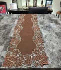 Table Runner  Fall Leaves Cut Out  Brown  68 By 13 Inches  Cutwork  Embroidered