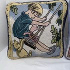 Vtg Set Disney Classic Winnie The Pooh Christopher Robin Fishing Tapestry Pillow