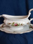 Johann Haviland Bavaria Germany Vintage Gravy Boat Moss Rose With Plate