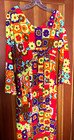 Vintage 1970s Kamehameha Bright Red Orange Yellow Green Floral Hawaiian Dress
